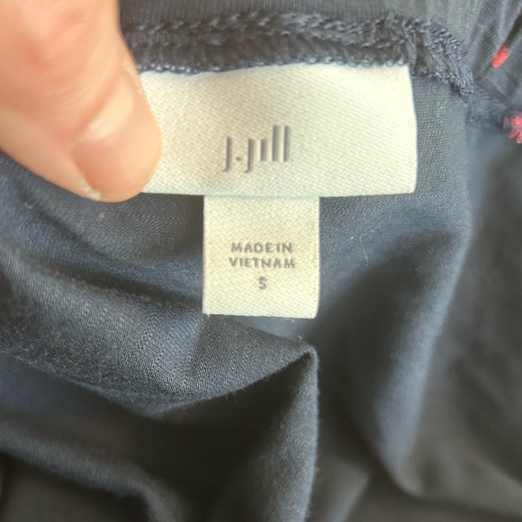 J Jill midi length petite floral blue & red print Aline skirt elastic size small - Picture 4 of 5